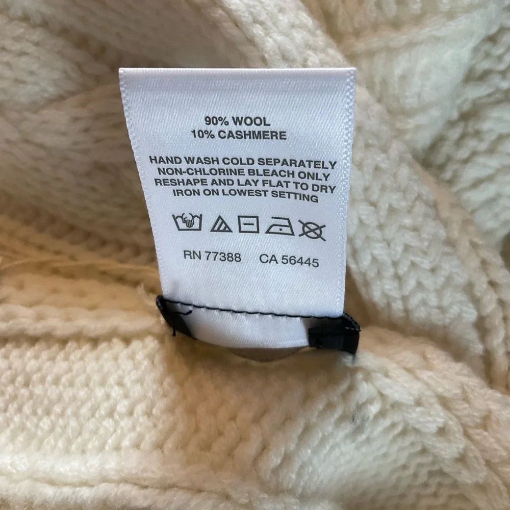 Madewell Chunky Cable-Stitch Scarf Winter White Ivory Knit‎ Wool Cashmere NWT